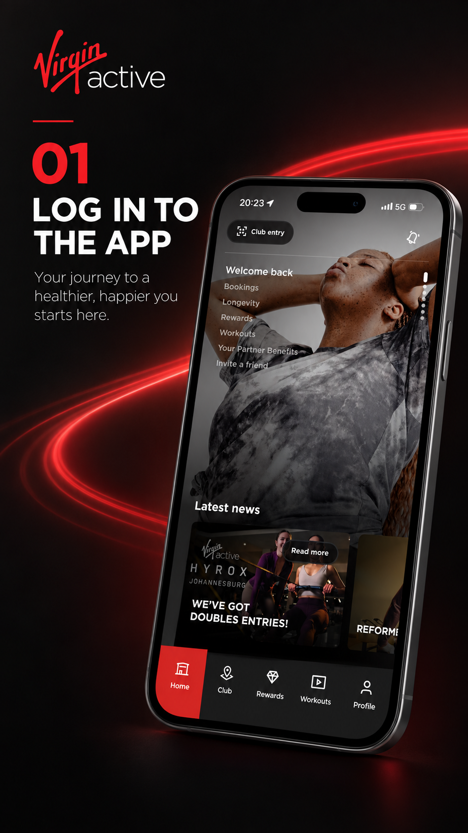 Step 1: Log in to the Virgin Active app