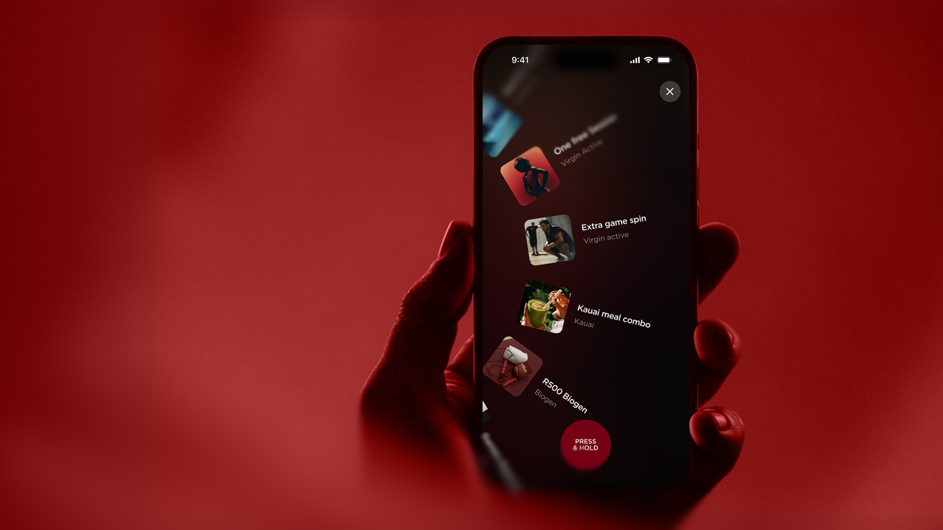Virgin Active Rewards shown in the Virgin Active app